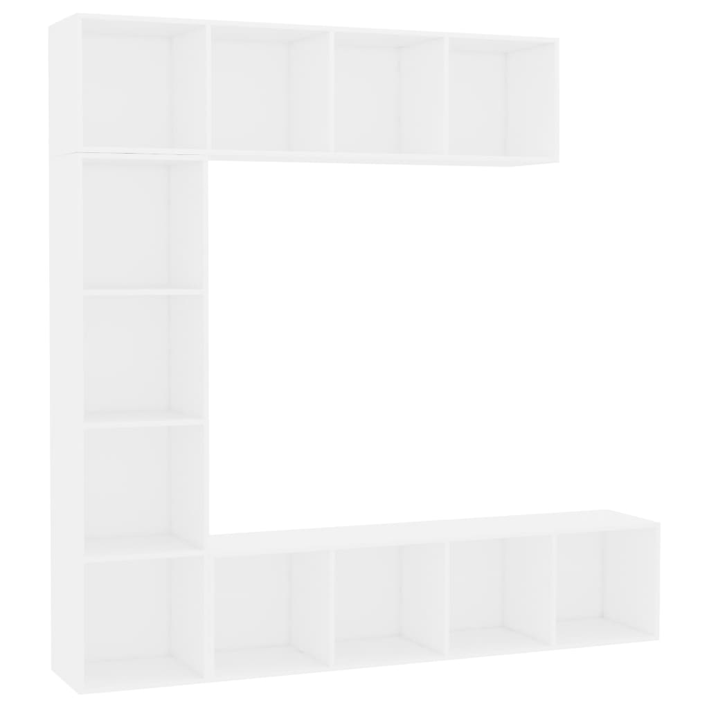 3-delige Boekenkast-/tv-meubelset 180x30x180 cm wit