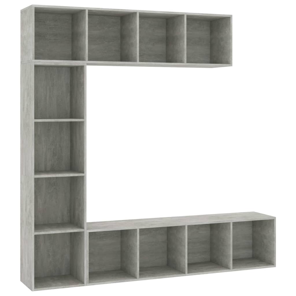 3-delige Boekenkast-/tv-meubelset 180x30x180 cm betongrijs