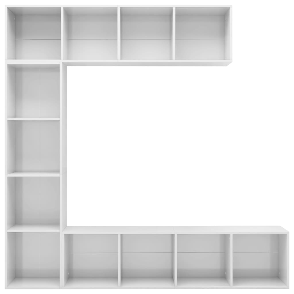 3-delige Boekenkast-/tv-meubelset 180x30x180 cm hoogglans wit