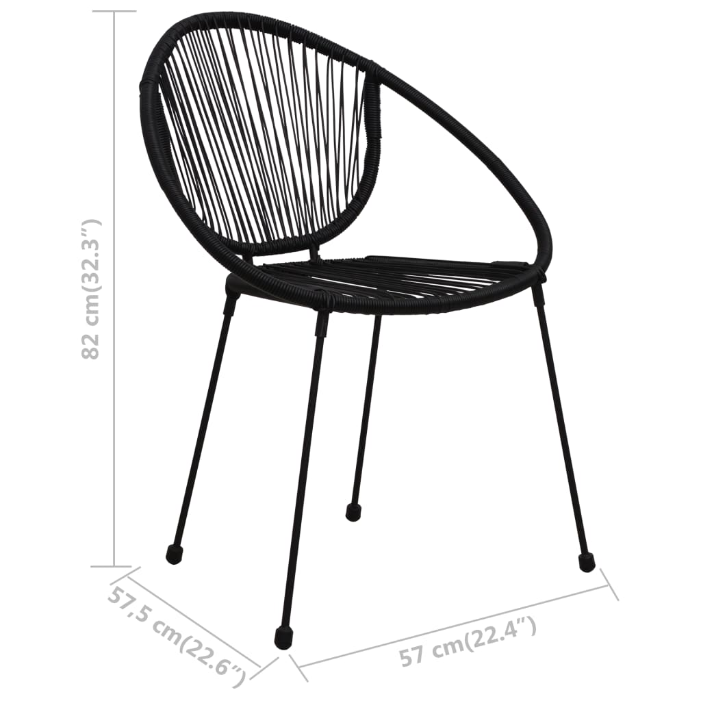 3-delige Bistroset PVC-rattan zwart