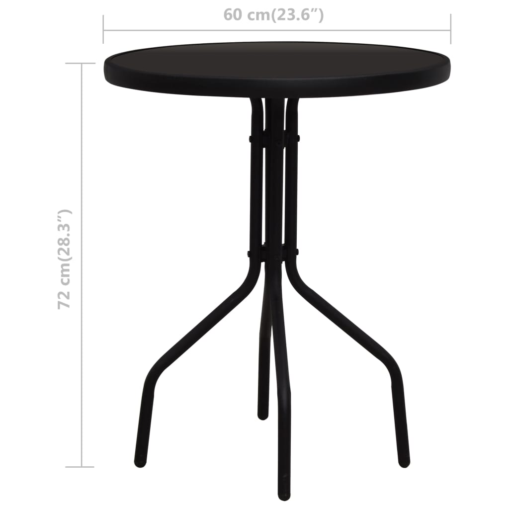 3-delige Bistroset PVC-rattan zwart