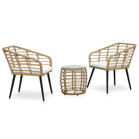 3-delige Bistroset poly rattan eikenkleurig