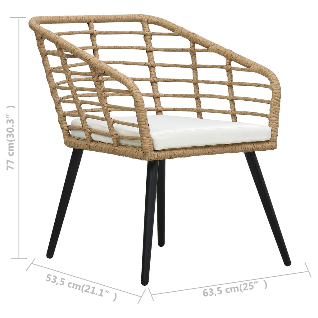 3-delige Bistroset poly rattan eikenkleurig