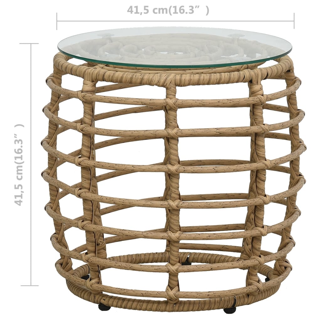 3-delige Bistroset poly rattan eikenkleurig