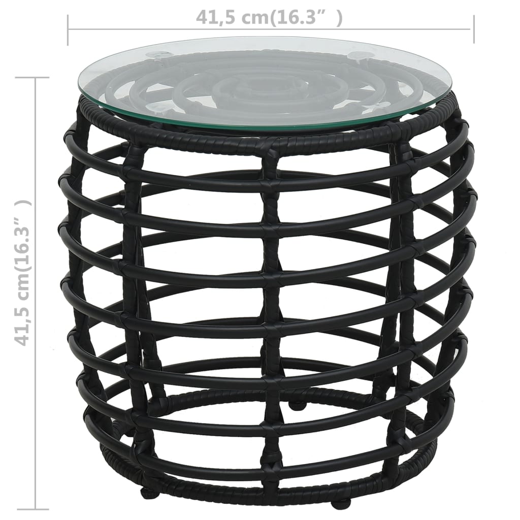 3-delige Bistroset poly rattan zwart