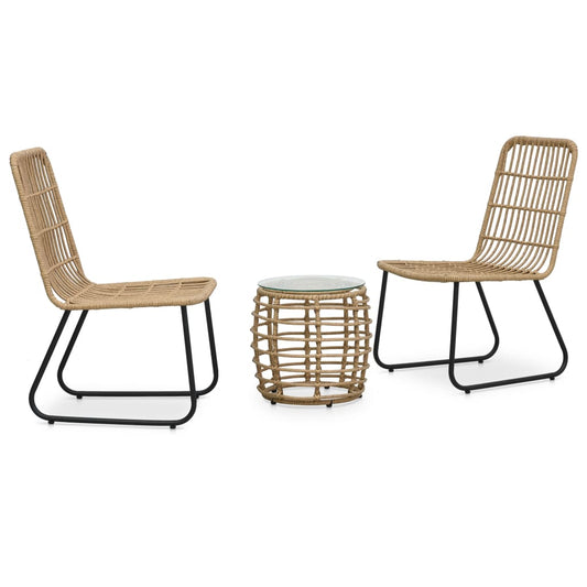 3-delige Bistroset poly rattan eikenkleurig