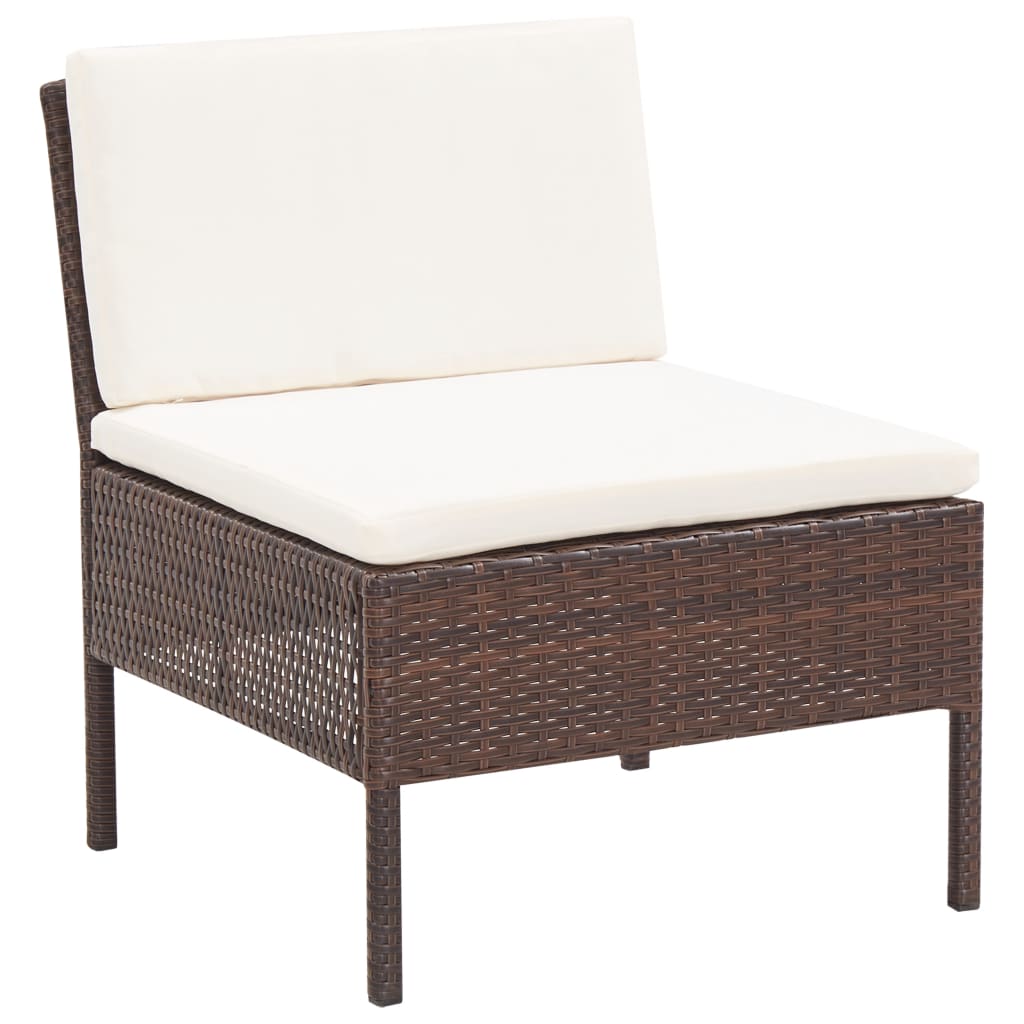 3-delige Loungeset met kussens poly rattan bruin