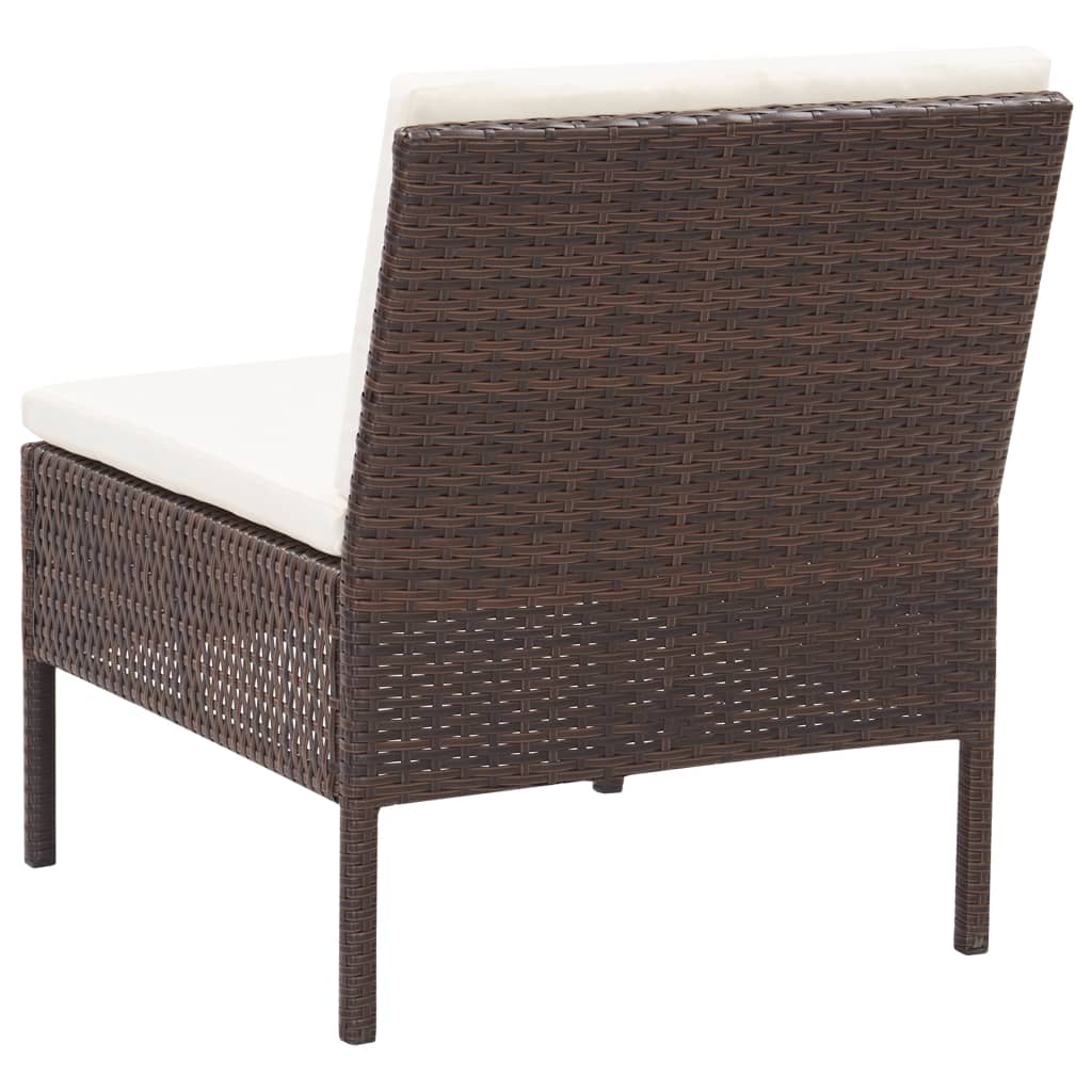 3-delige Loungeset met kussens poly rattan bruin