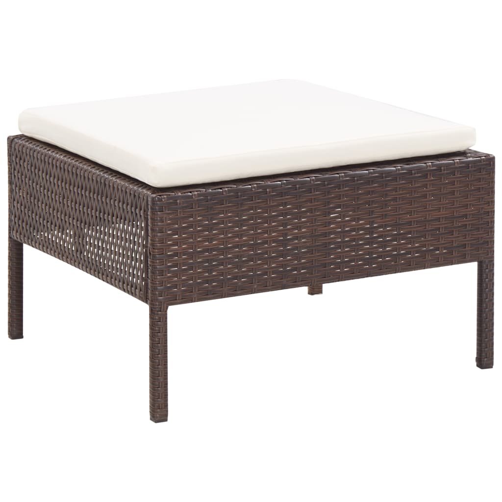 3-delige Loungeset met kussens poly rattan bruin