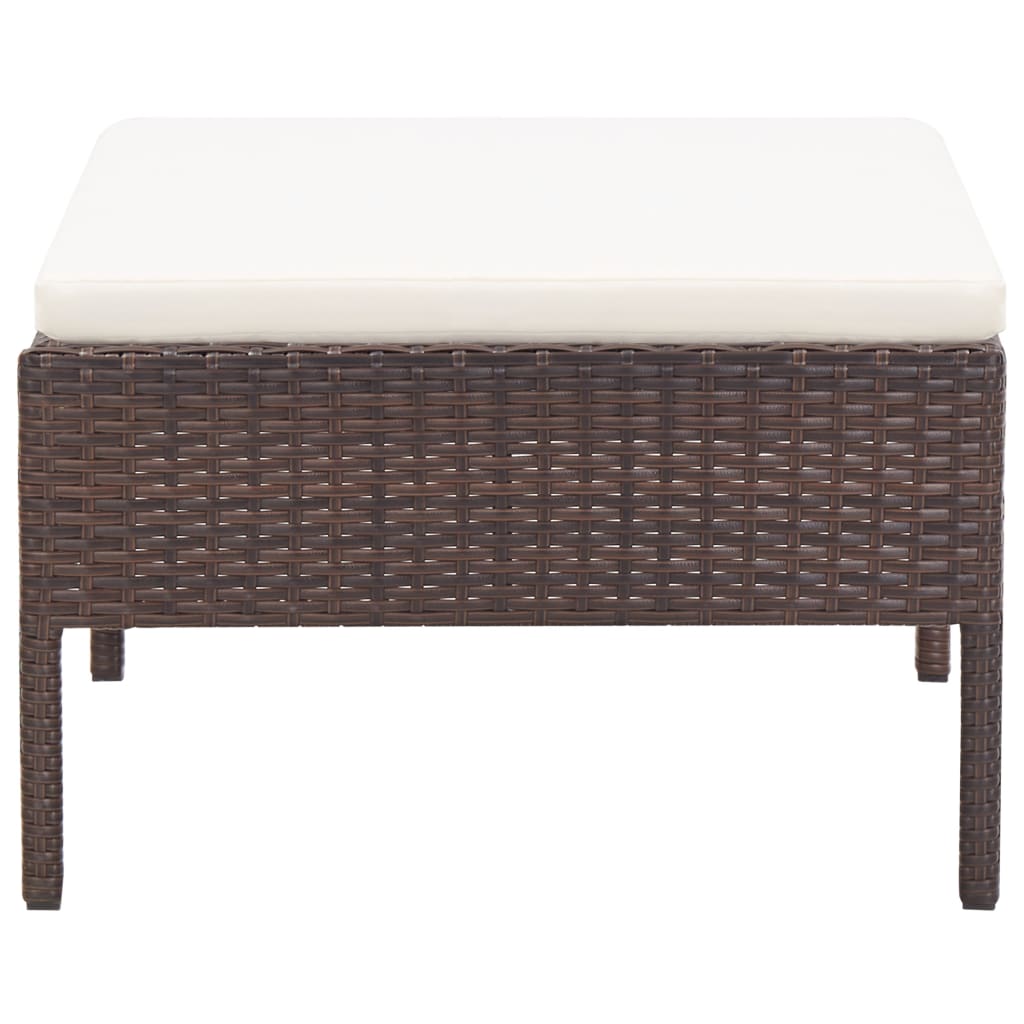 3-delige Loungeset met kussens poly rattan bruin