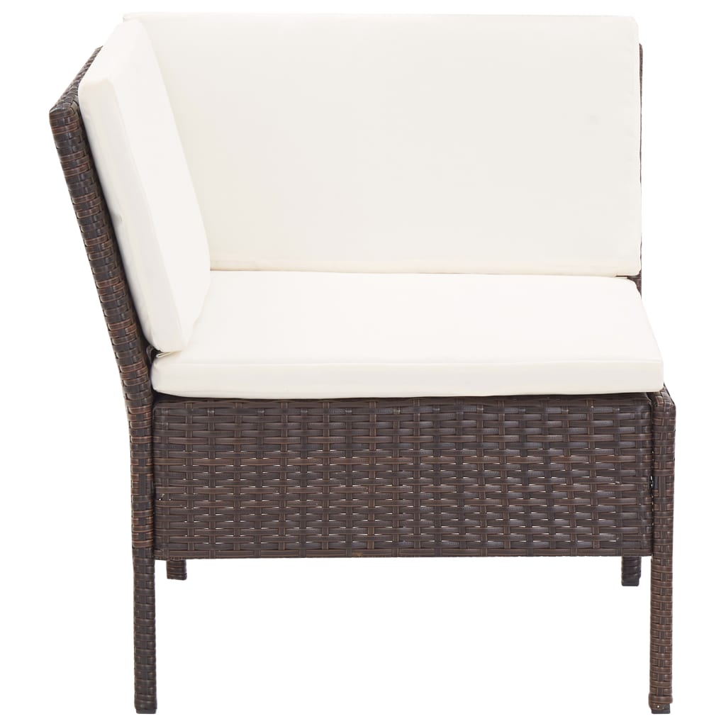 3-delige Loungeset met kussens poly rattan bruin