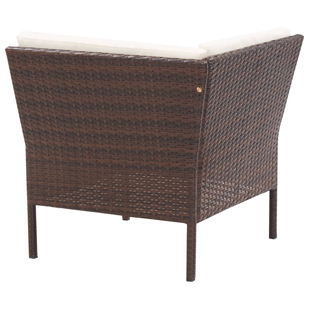 3-delige Loungeset met kussens poly rattan bruin