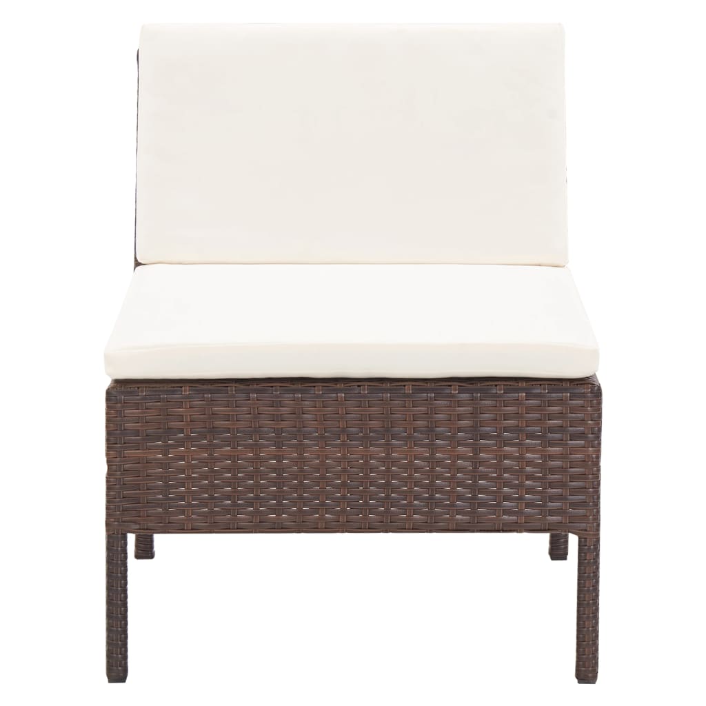 3-delige Loungeset met kussens poly rattan bruin