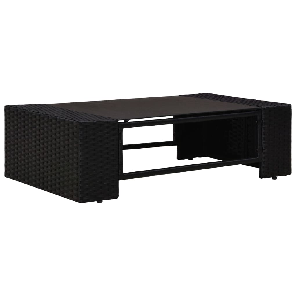 2-delige Loungeset poly rattan zwart