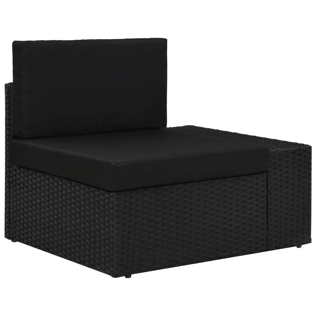 3-delige Loungeset poly rattan zwart