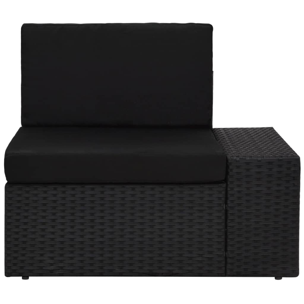 3-delige Loungeset poly rattan zwart