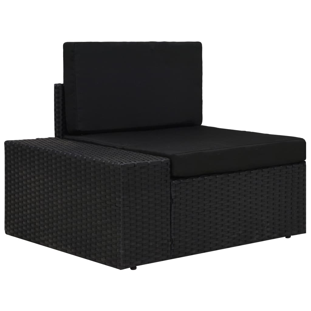 3-delige Loungeset poly rattan zwart