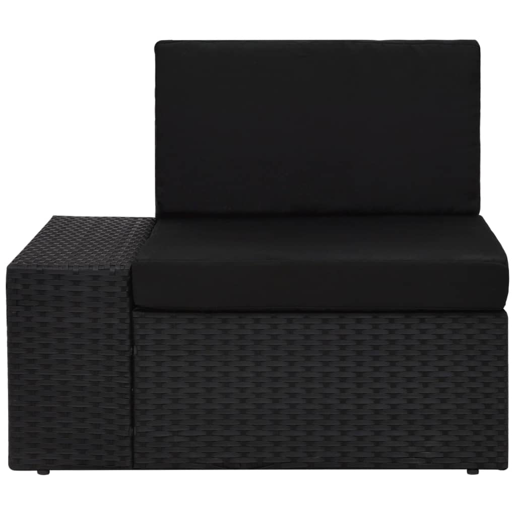 3-delige Loungeset poly rattan zwart