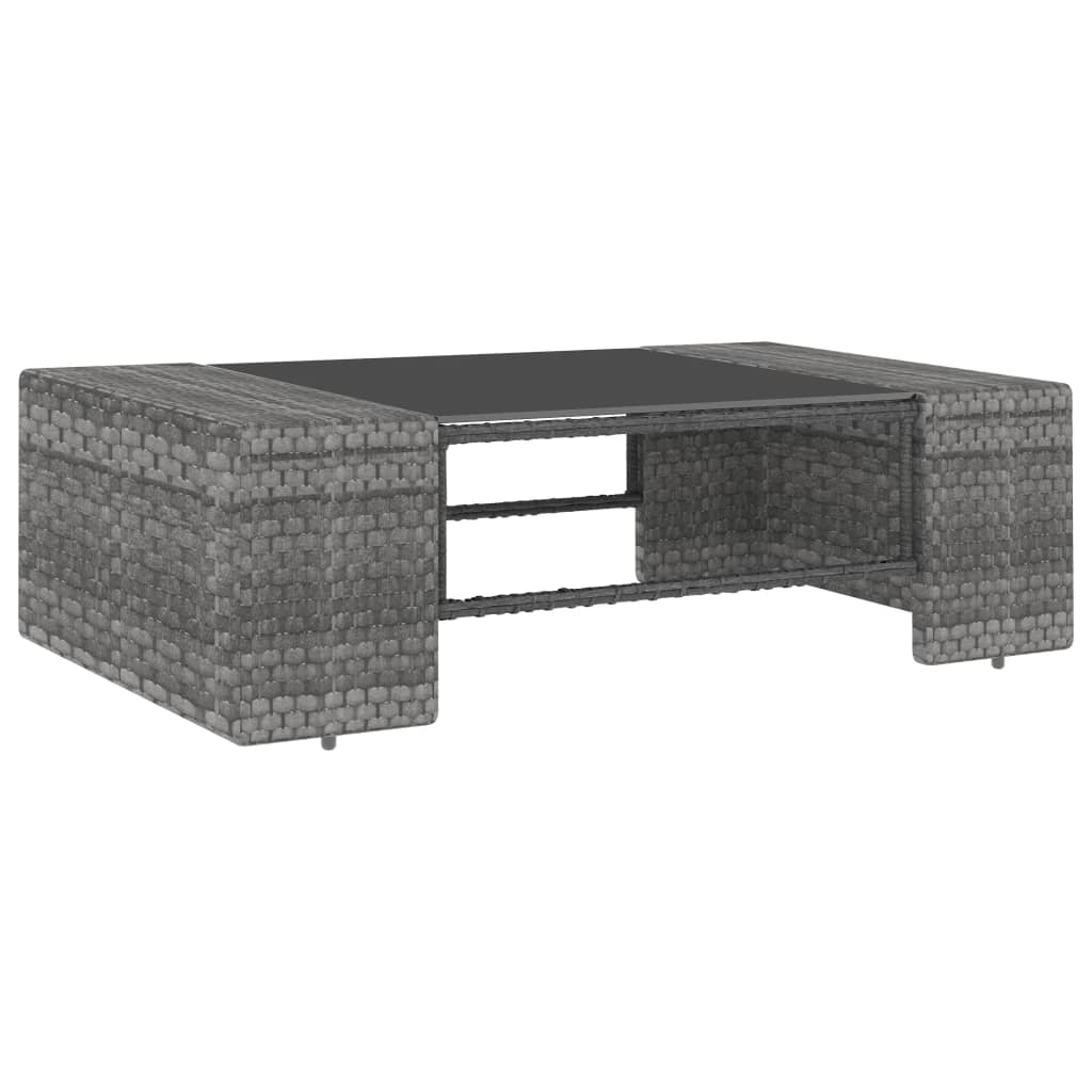 2-delige Loungeset poly rattan grijs