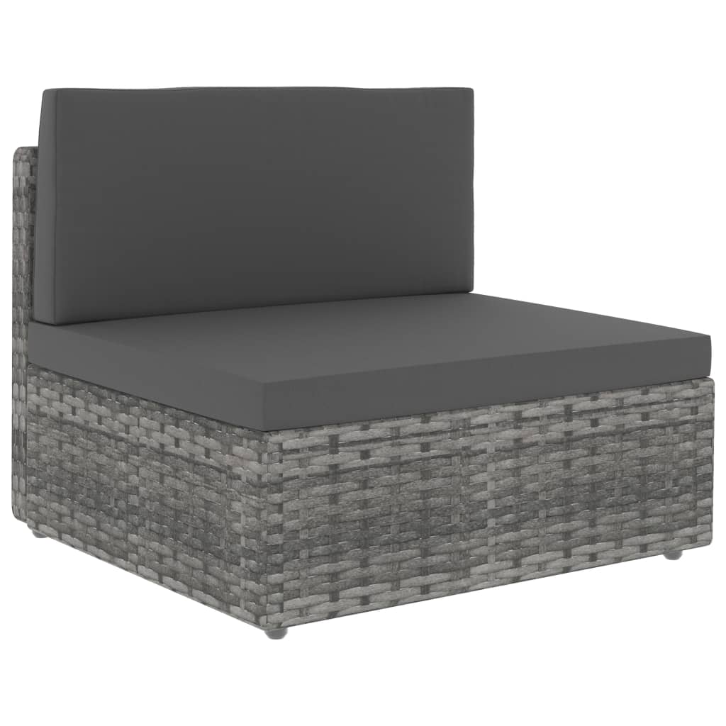 2-delige Loungeset poly rattan grijs