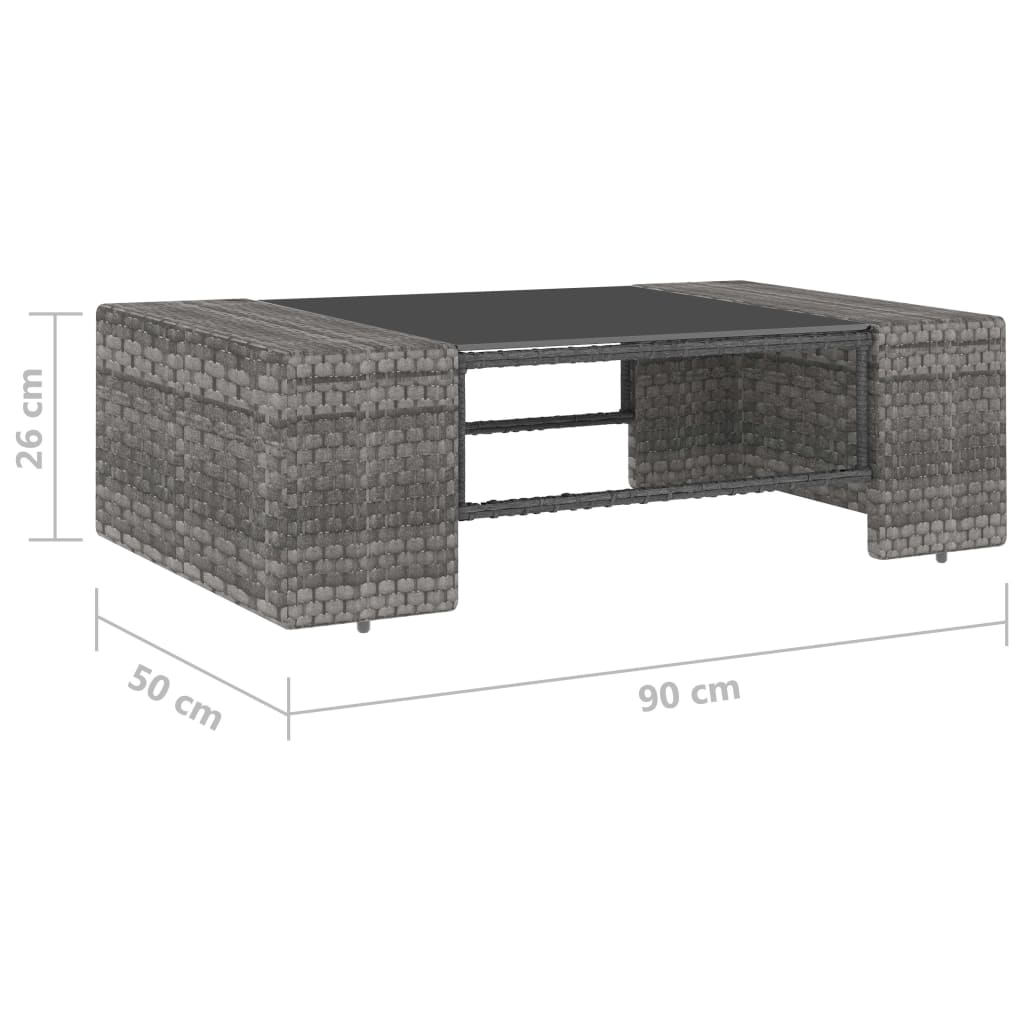 2-delige Loungeset poly rattan grijs