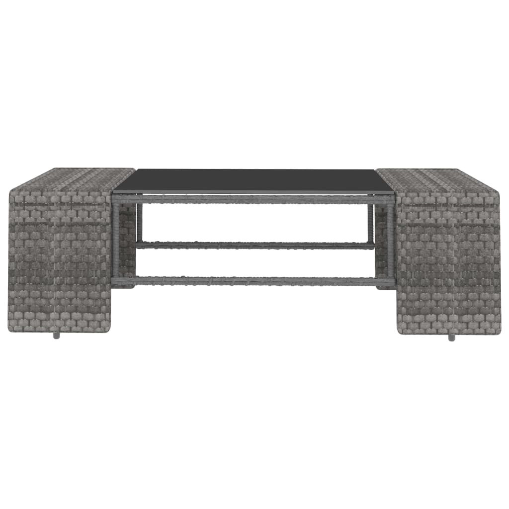 3-delige Loungeset poly rattan grijs