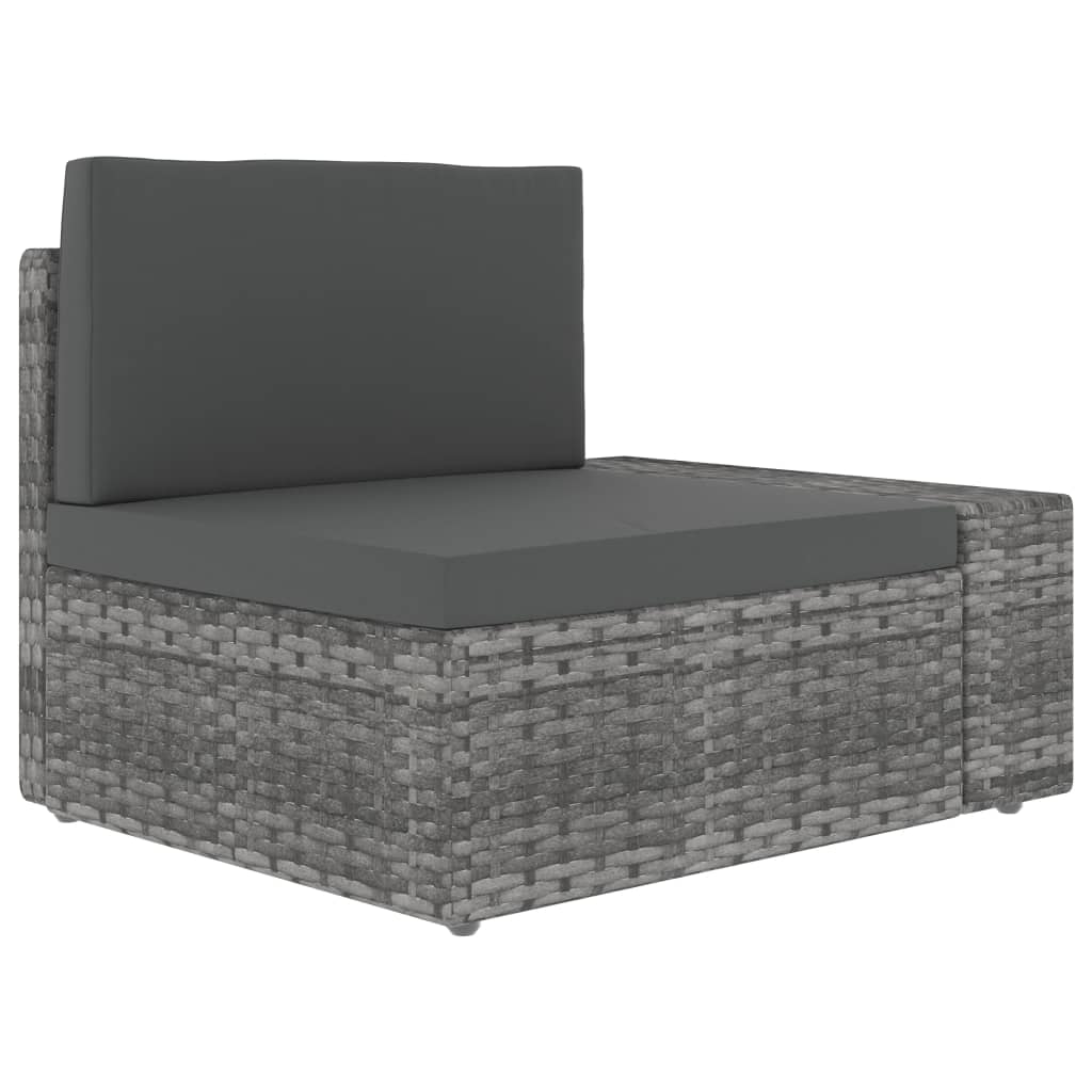 3-delige Loungeset poly rattan grijs