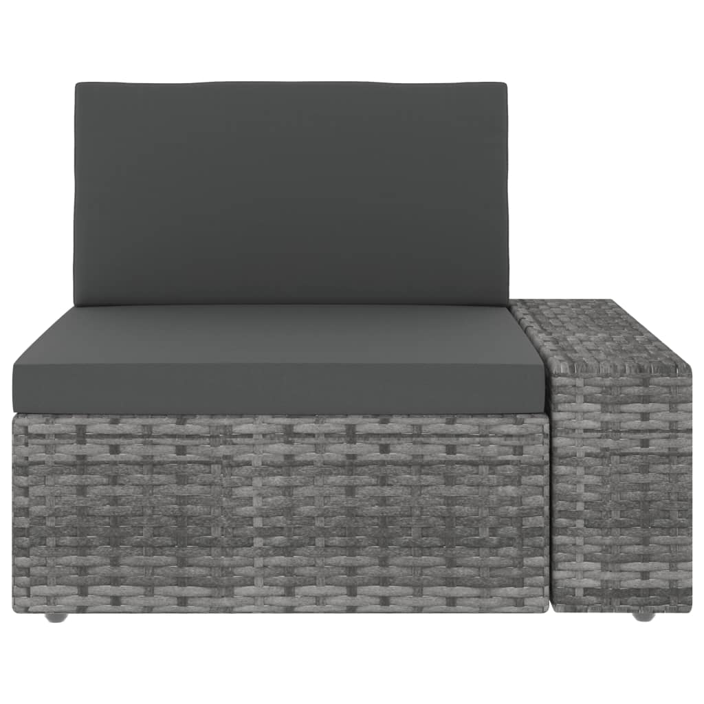 3-delige Loungeset poly rattan grijs