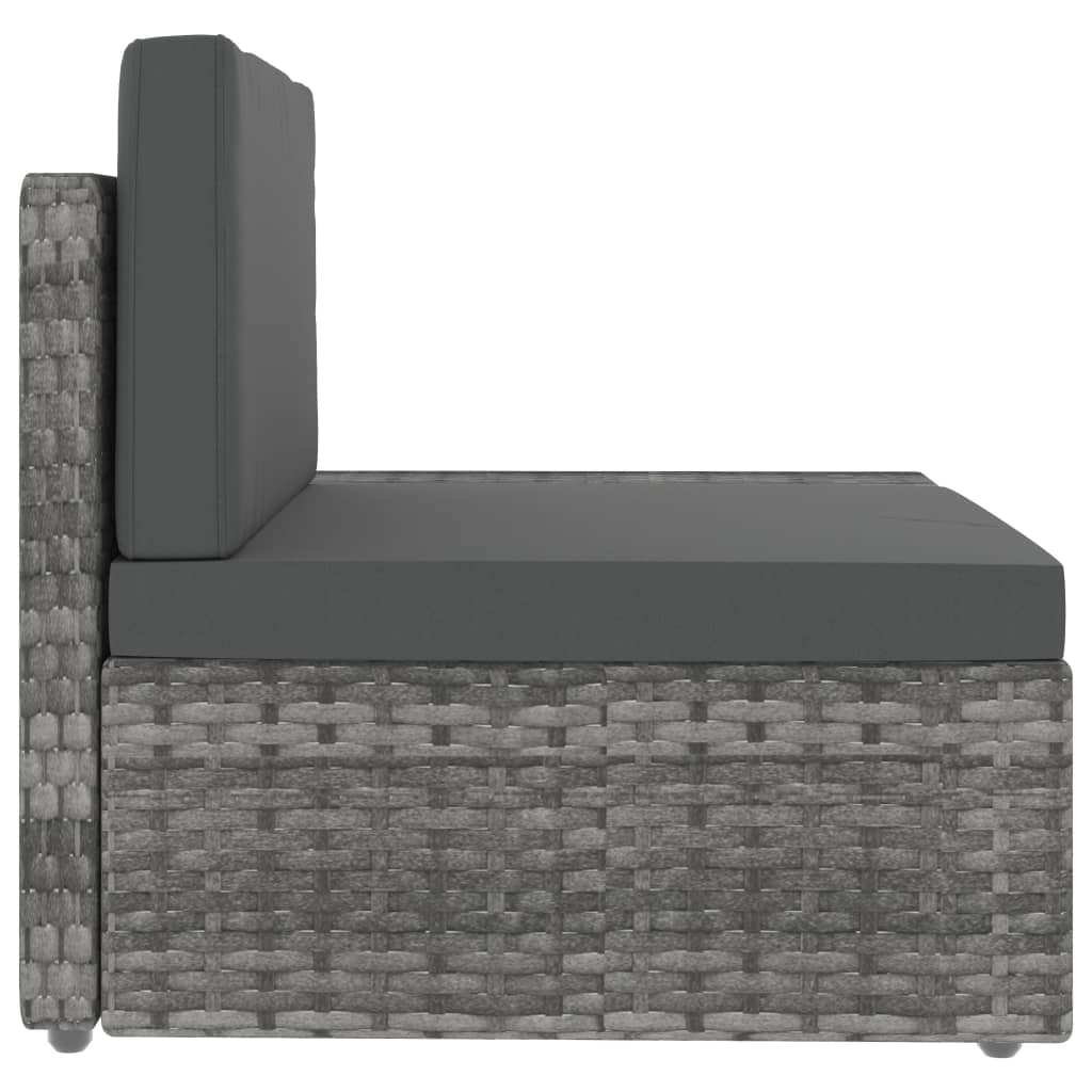 3-delige Loungeset poly rattan grijs