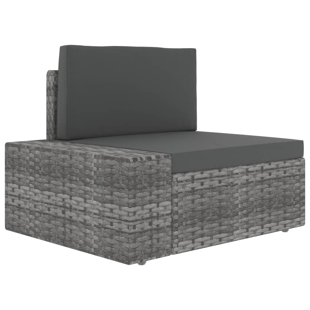 3-delige Loungeset poly rattan grijs