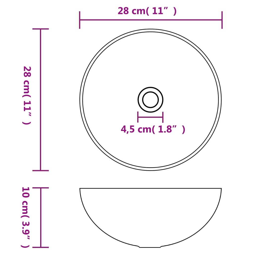 Wastafel rond keramiek lichtblauw