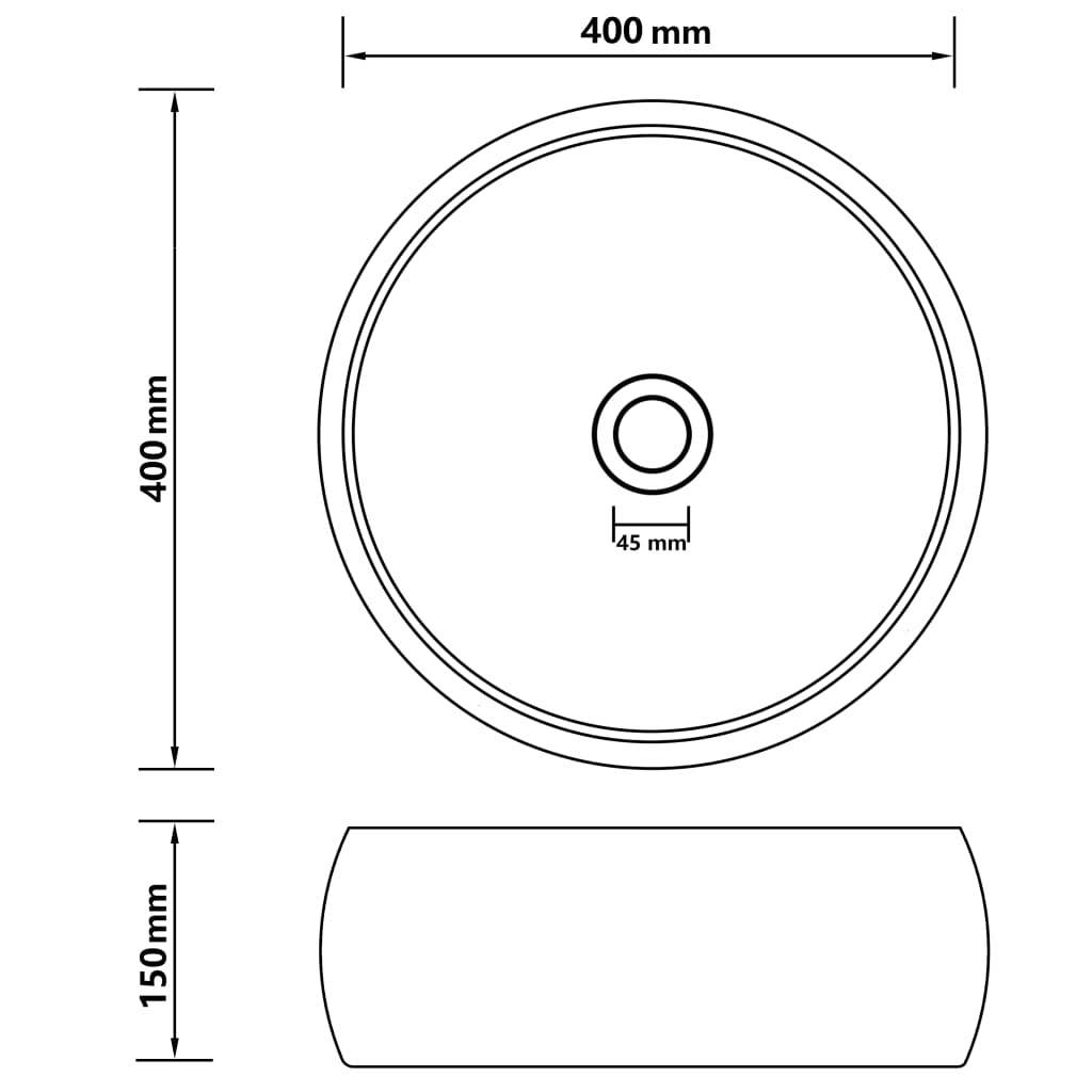 Wastafel rond 40x15 cm keramiek matroze