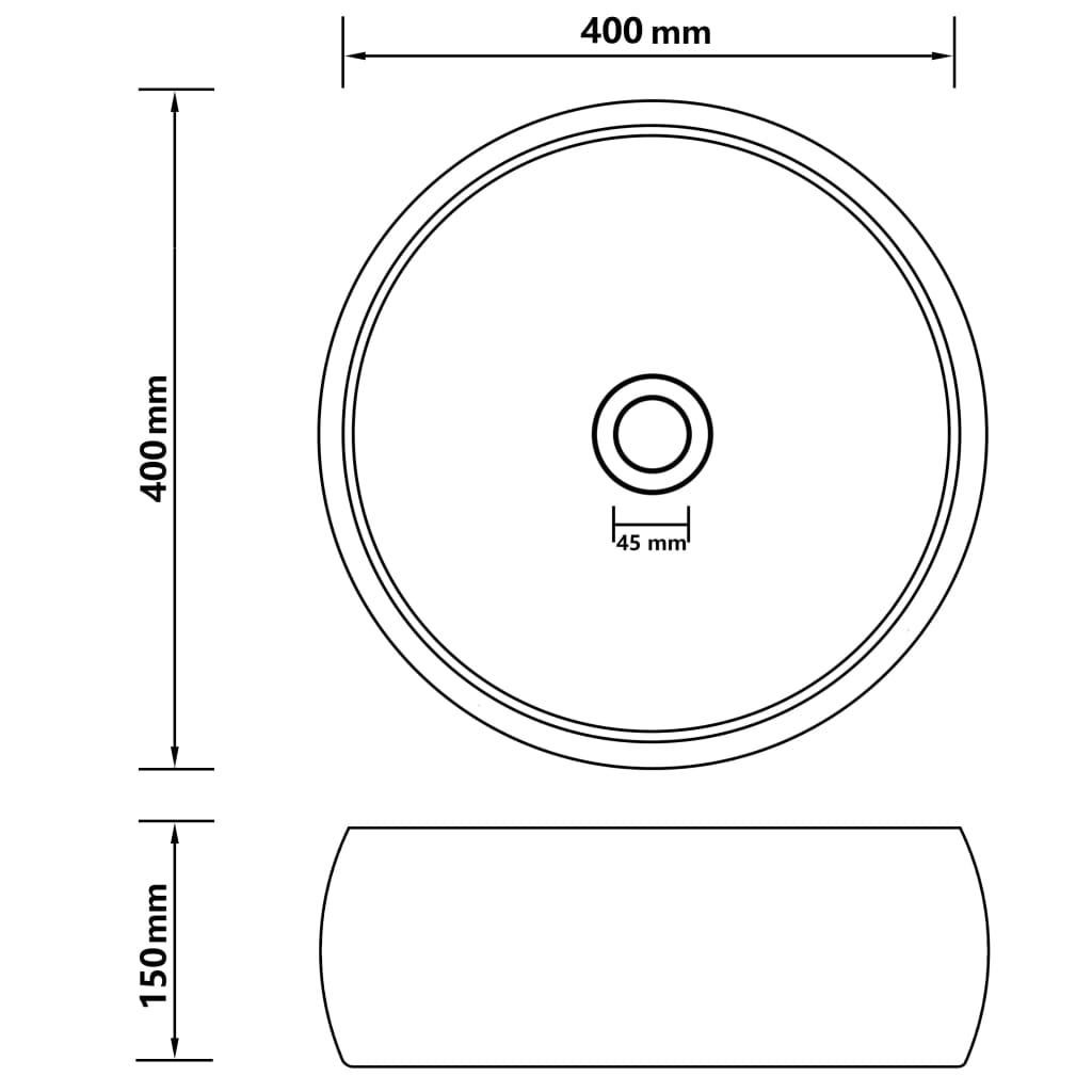 Wastafel rond 40x15 cm keramiek matcrème