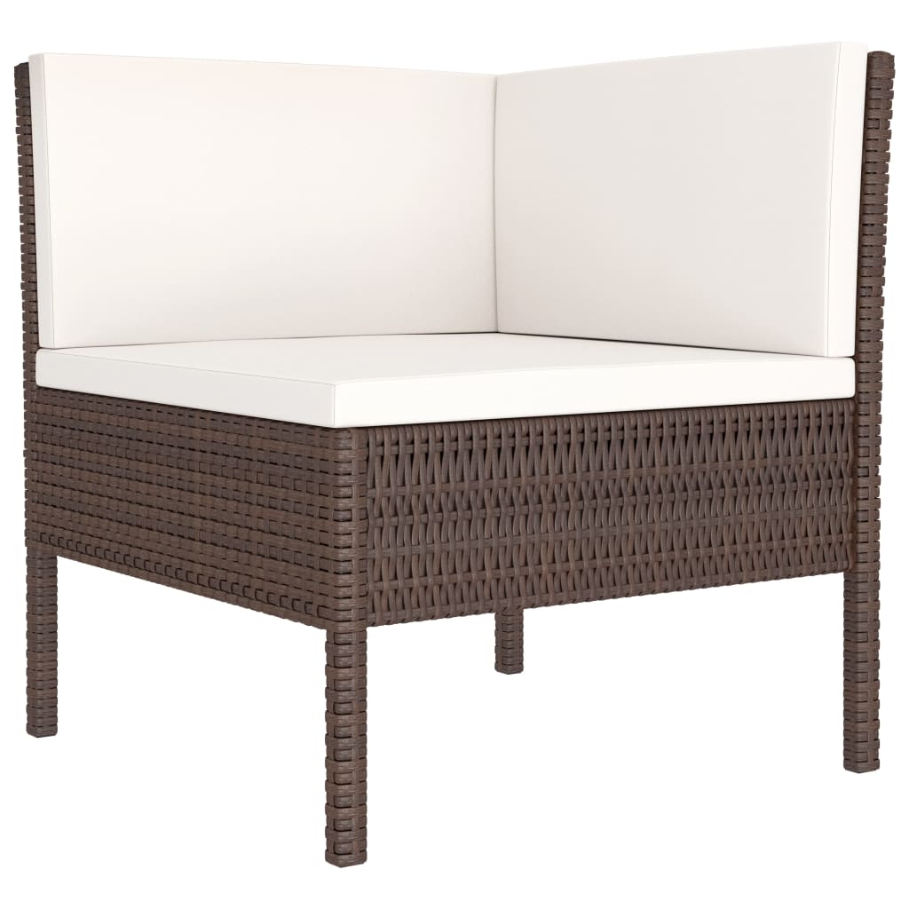 3-delige Loungeset met kussens poly rattan bruin