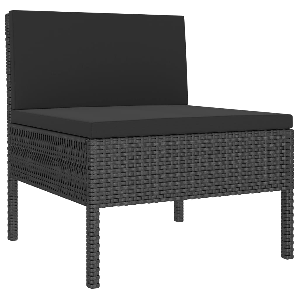 2-delige Loungeset met kussens poly rattan zwart