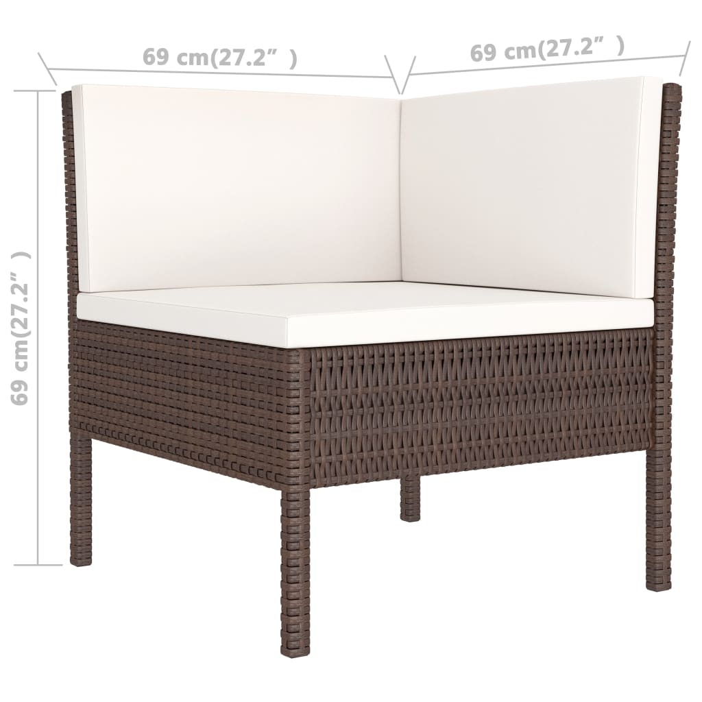 2-delige Loungeset met kussens poly rattan bruin