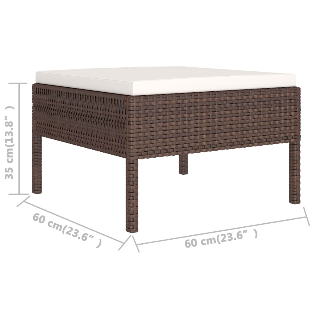 2-delige Loungeset met kussens poly rattan bruin