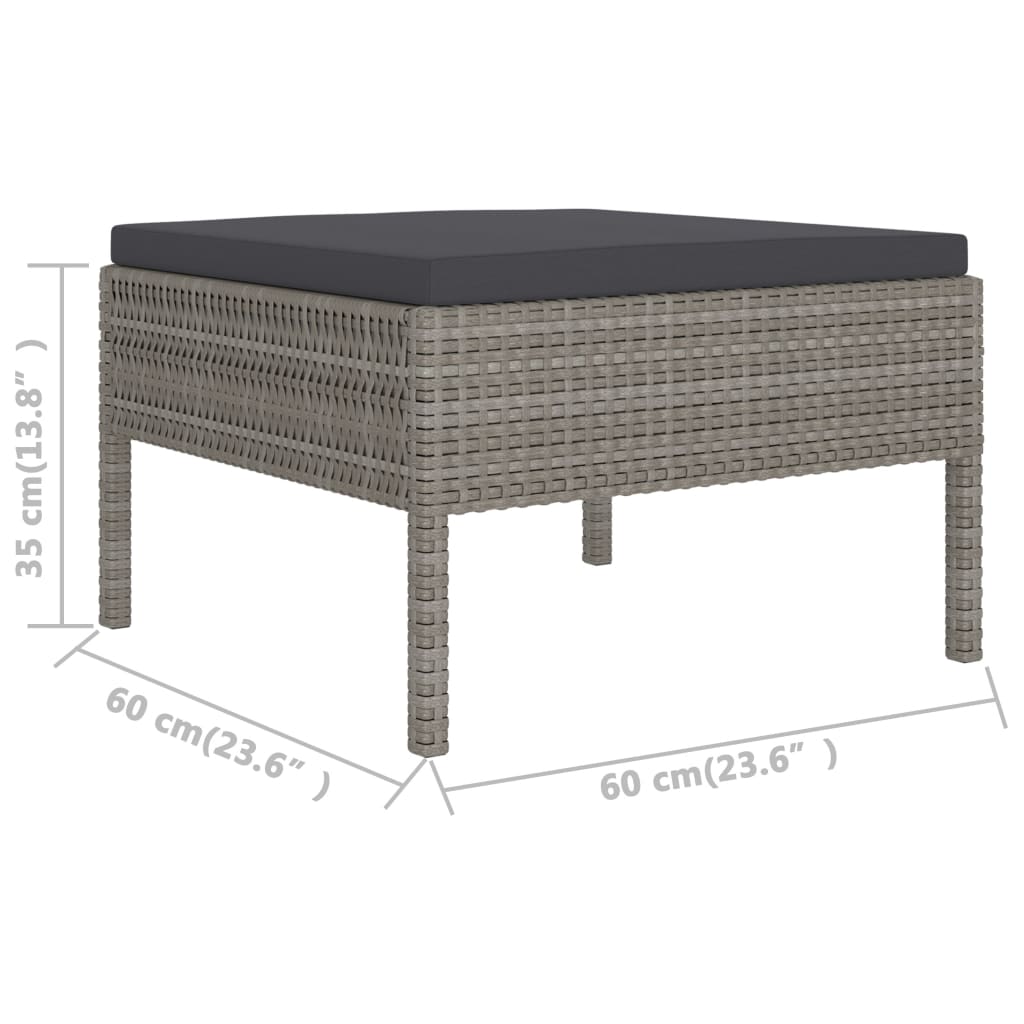 2-delige Loungeset met kussens poly rattan grijs