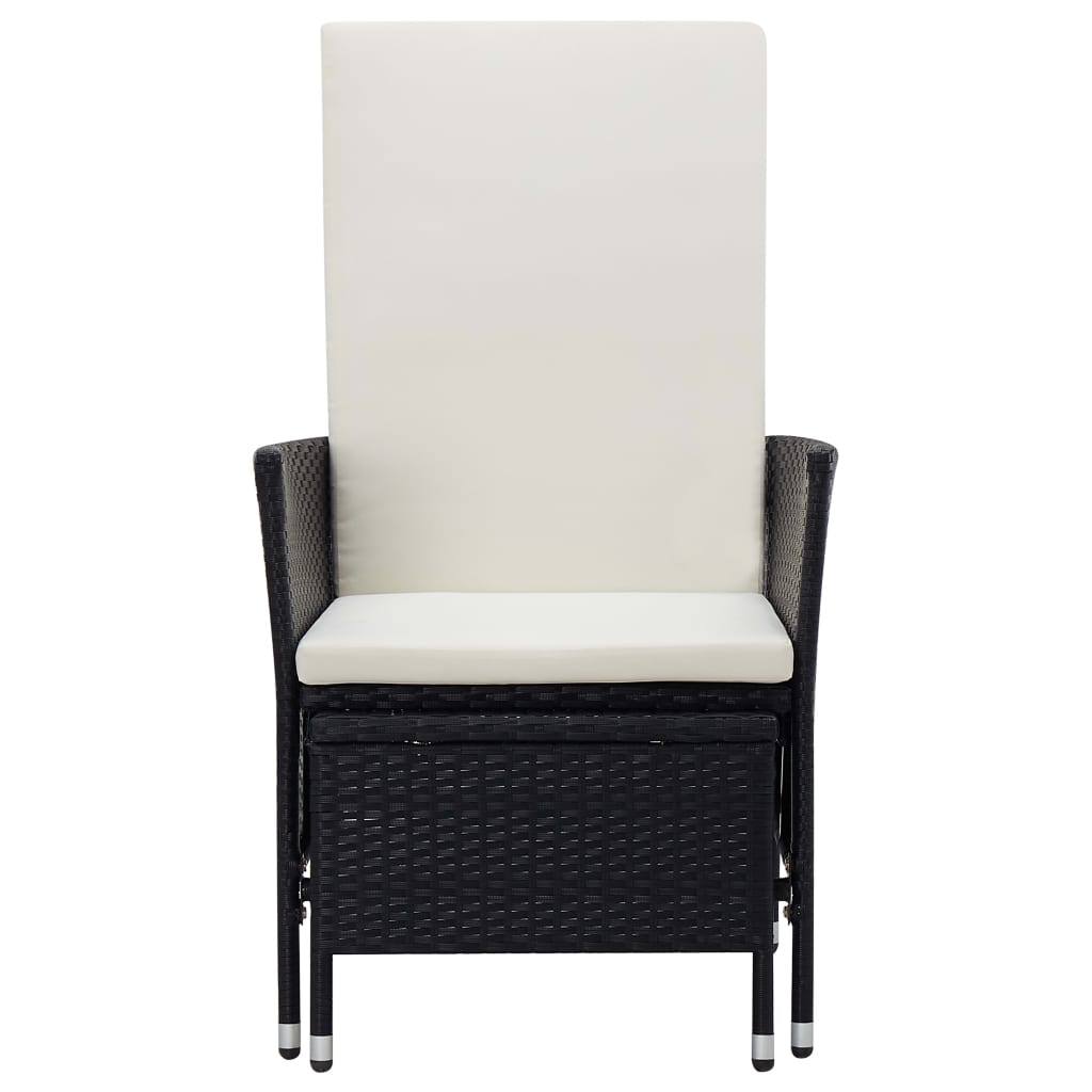 2-delige Loungeset met kussens poly rattan zwart