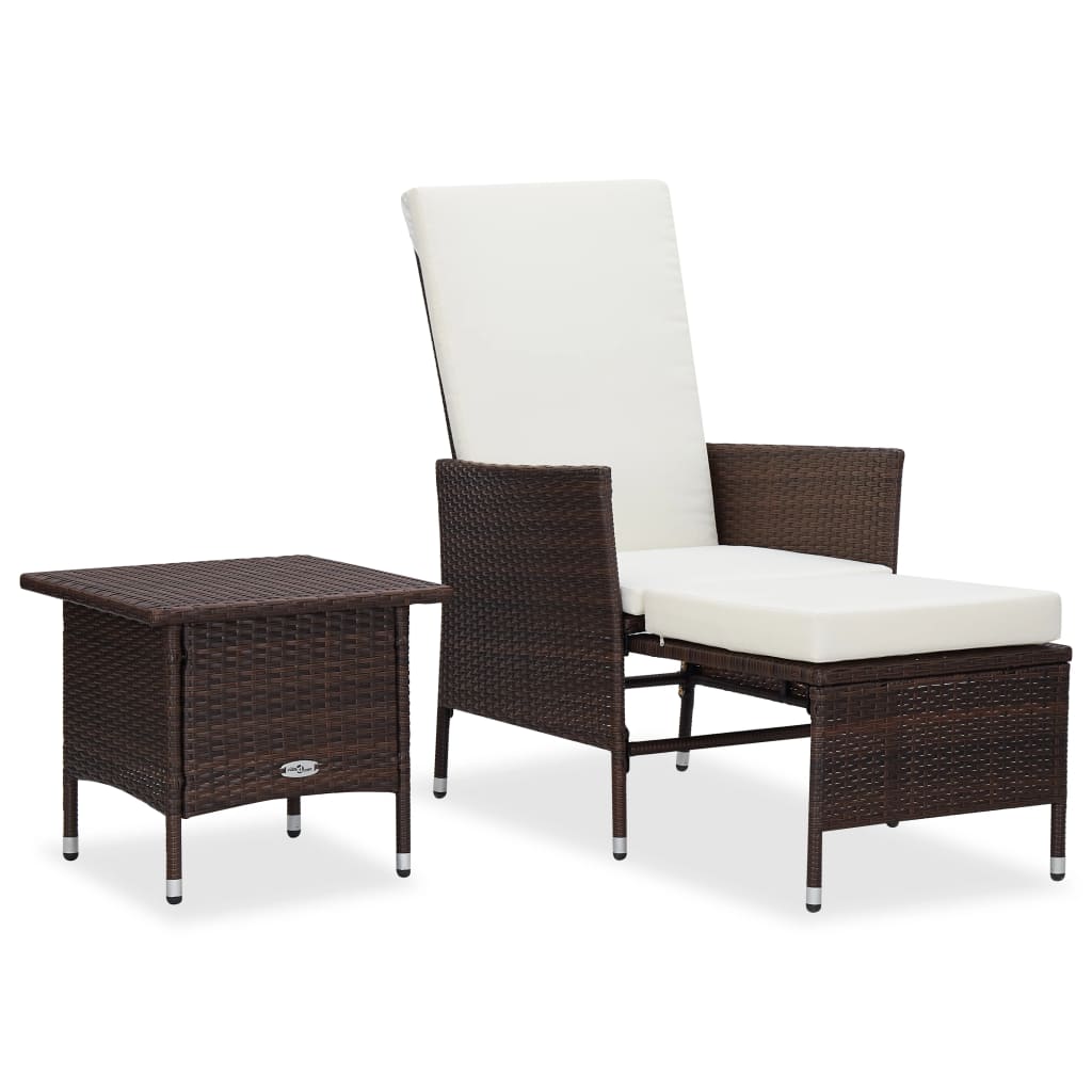 2-delige Loungeset met kussens poly rattan bruin