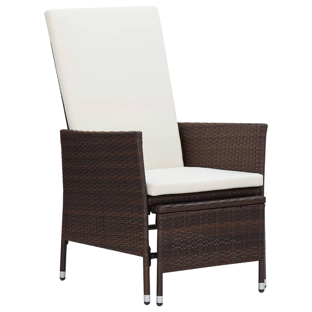 2-delige Loungeset met kussens poly rattan bruin