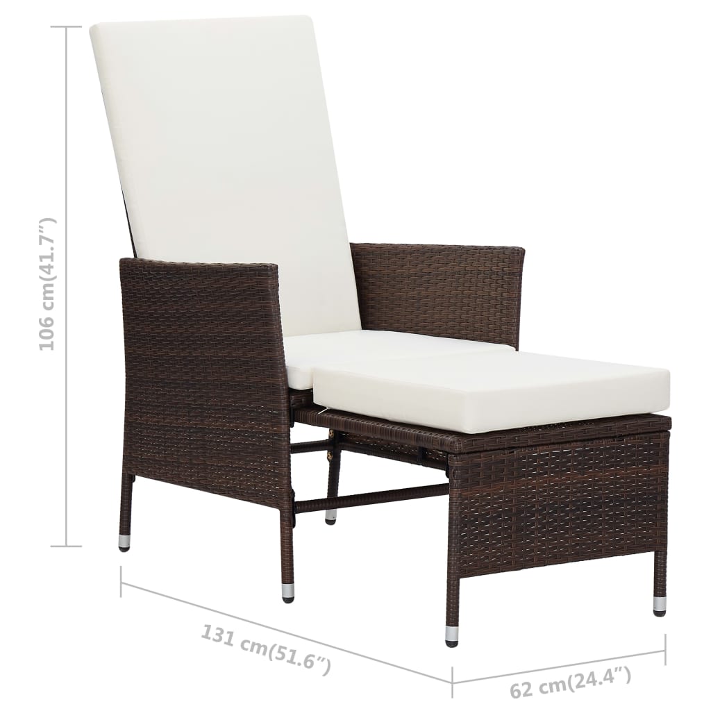 2-delige Loungeset met kussens poly rattan bruin