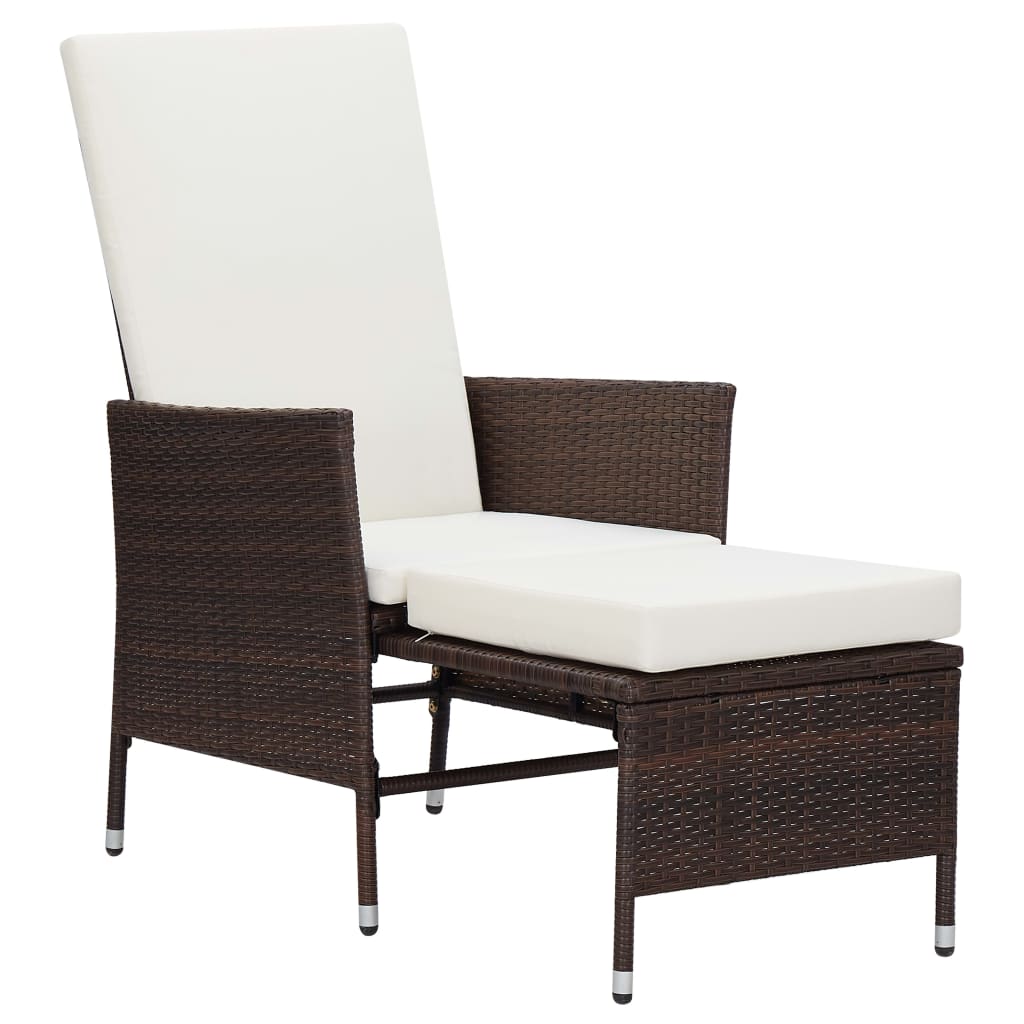 2-delige Loungeset met kussens poly rattan bruin