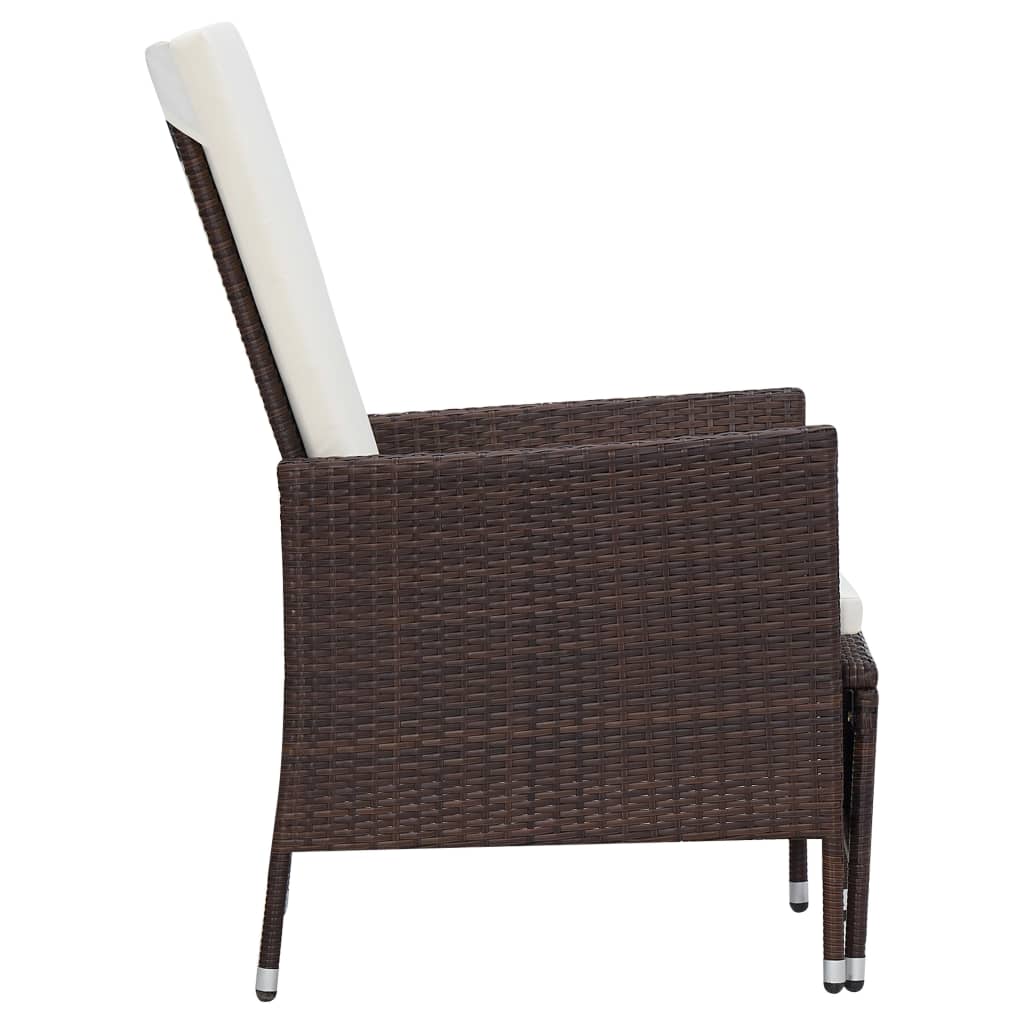 2-delige Loungeset met kussens poly rattan bruin