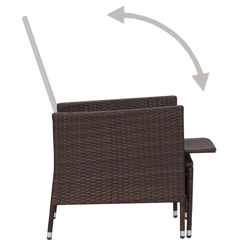 2-delige Loungeset met kussens poly rattan bruin