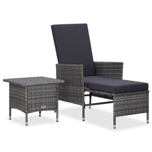 2-delige Loungeset met kussens poly rattan grijs