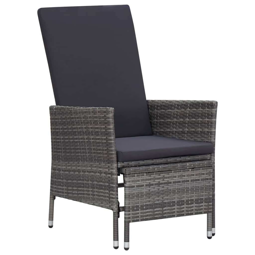 2-delige Loungeset met kussens poly rattan grijs