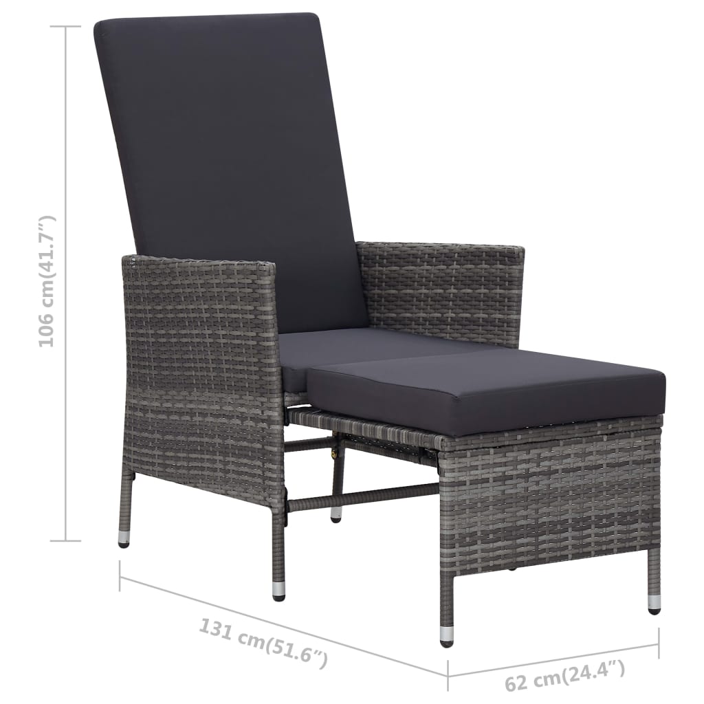 2-delige Loungeset met kussens poly rattan grijs