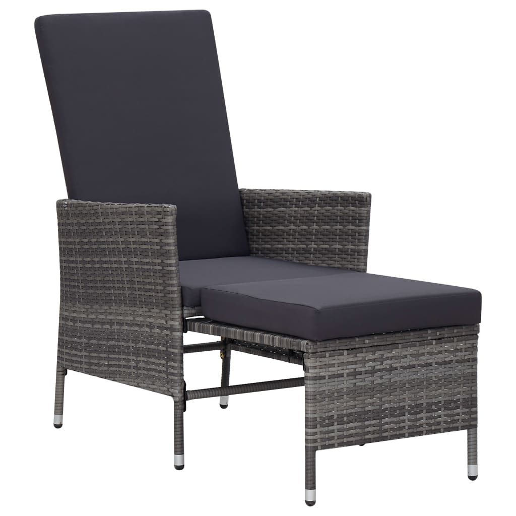 2-delige Loungeset met kussens poly rattan grijs