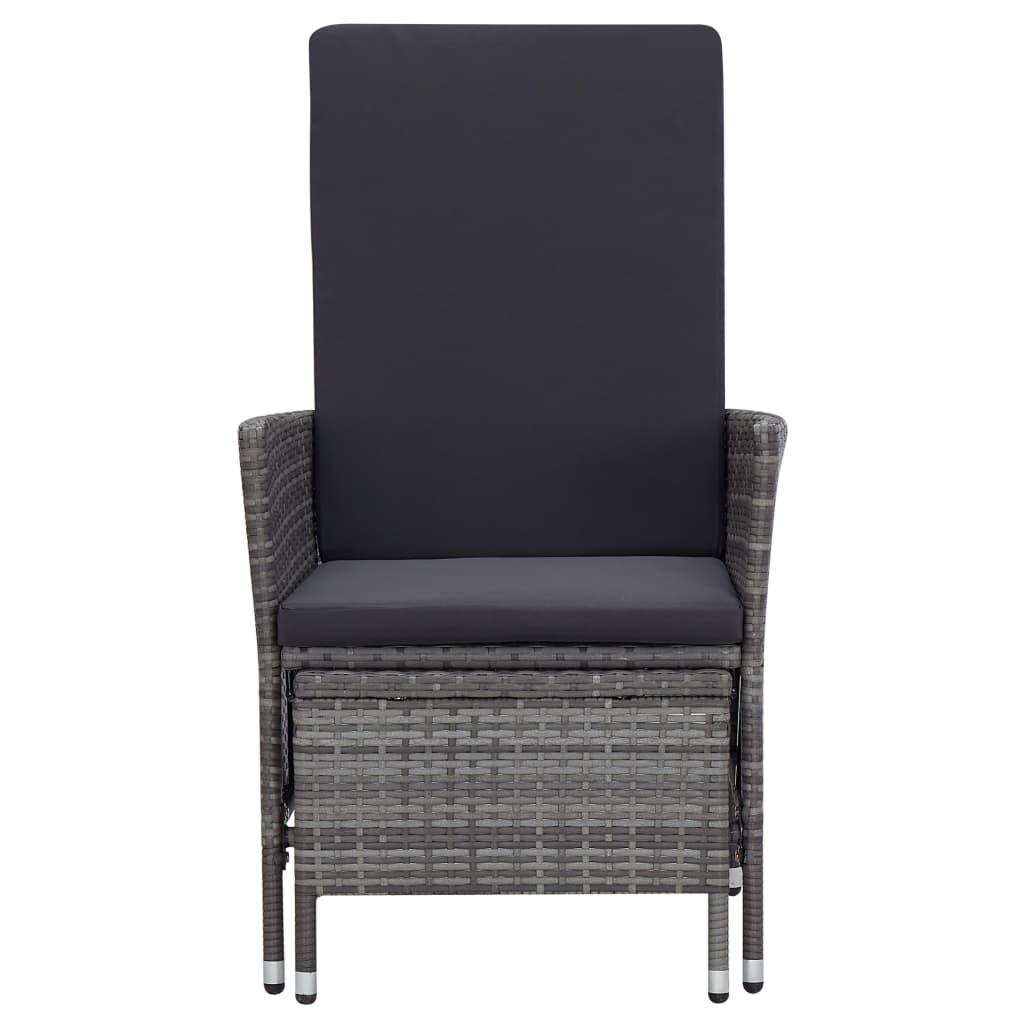 2-delige Loungeset met kussens poly rattan grijs